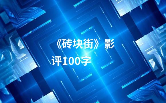 《砖块街》影评100字
