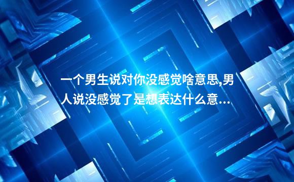 一个男生说对你没感觉啥意思,男人说没感觉了是想表达什么意思