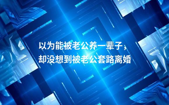以为能被老公养一辈子，却没想到被老公套路离婚