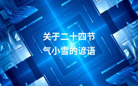 关于二十四节气小雪的谚语