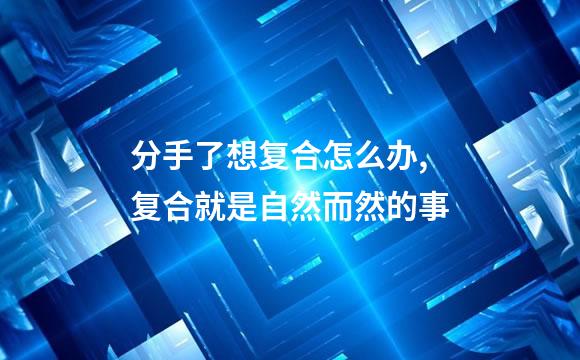 分手了想复合怎么办,复合就是自然而然的事