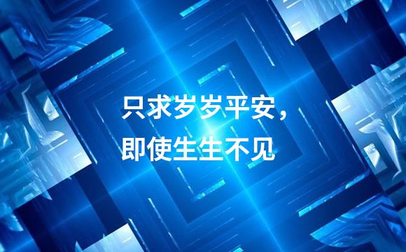 只求岁岁平安，即使生生不见