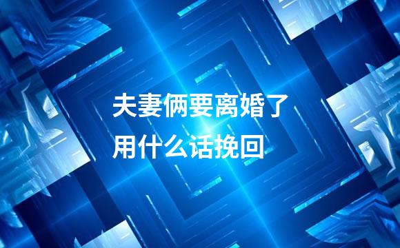 夫妻俩要离婚了用什么话挽回