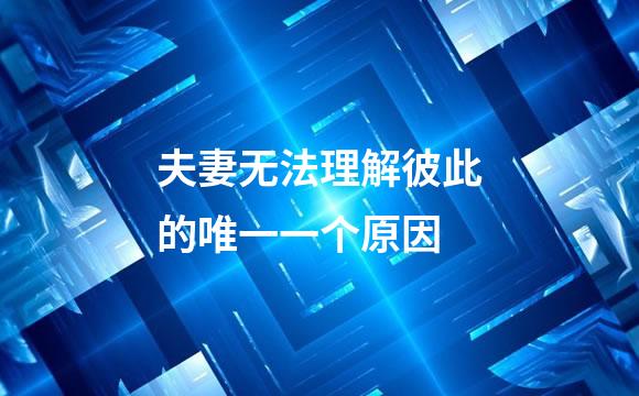 夫妻无法理解彼此的唯一一个原因