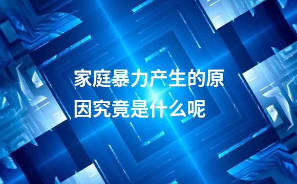 家庭暴力产生的原因究竟是什么呢