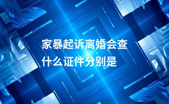 家暴起诉离婚会查什么证件分别是