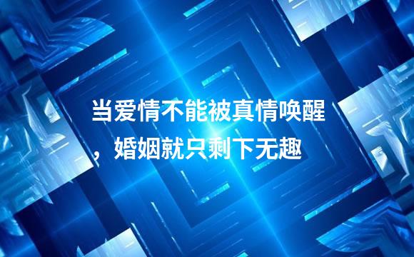 当爱情不能被真情唤醒，婚姻就只剩下无趣