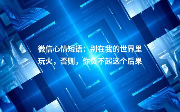 微信心情短语：别在我的世界里玩火，否则，你负不起这个后果