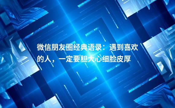 微信朋友圈经典语录：遇到喜欢的人，一定要胆大心细脸皮厚