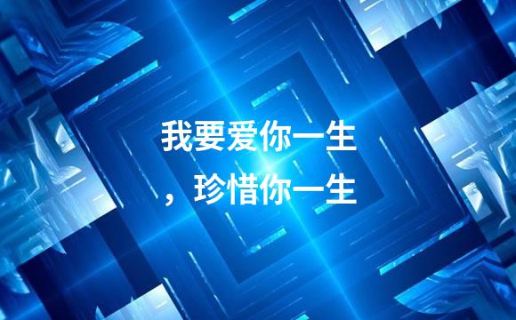 我要爱你一生，珍惜你一生