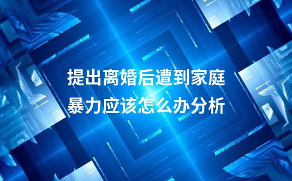 提出离婚后遭到家庭暴力应该怎么办分析