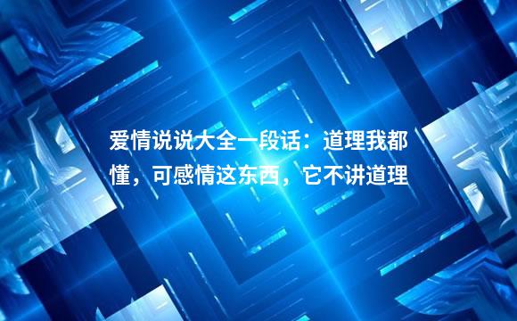 爱情说说大全一段话：道理我都懂，可感情这东西，它不讲道理