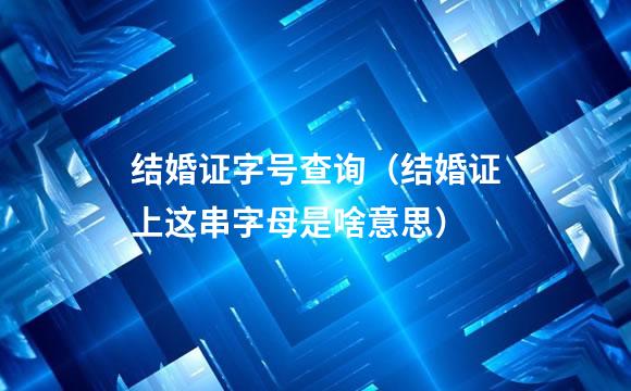 结婚证字号查询（结婚证上这串字母是啥意思）